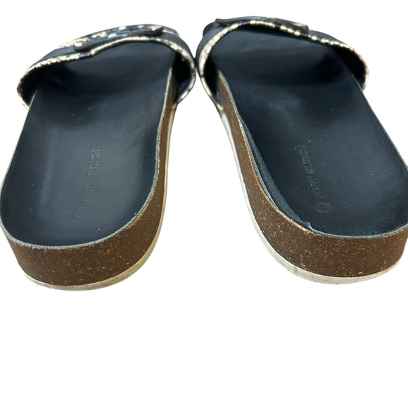 Tory Burch Leigh Anatomic slide snake print sandals sz 10 logo embossed leather - Picture 4 of 7